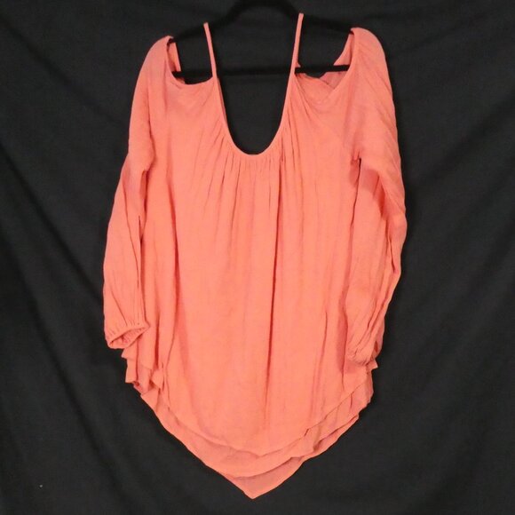 LOVE & LEGEND | size 16 | Salmon Pink Cold Shoulder Top With Buttons - Picture 2 of 14
